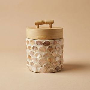 Vietnamese <b>Bamboo</b> Storage Jar with Handmade Mother of Pearl Inlaid Finish Decorative <b>Container</b> with Secure Lid Design - Product Image 3