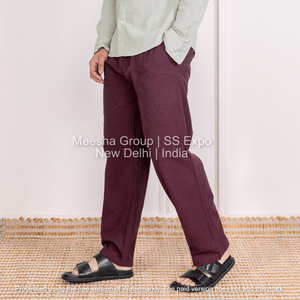 กางเกงลำลองผู้ชายทรงตรงผ้าฝ้ายผสมเอวยางยืดสวมใส่สบายทุกวันกางเกงเลานจ์ - Product Image 3