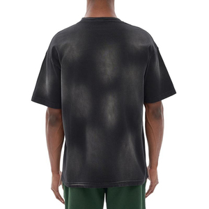 Camiseta Negra de Alta Calidad, Oversize, Algodón Grueso de 280 g/m², Estilo Vintage Desgastado por el Sol, Camisetas para Hombre - Product Image 2