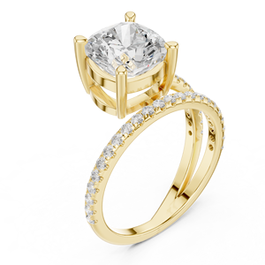 IGI Certificate 14k Solid Gold 3 CT Cushion Shape E VS1 Lab Grown Diamond Women Engagement Wedding <b>Split</b> Shank <b>Ring</b> - Product Image 3