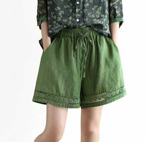 Shorts de plage mi-taille pour femme, écologiques, séchage rapide, respirants, décontractés, en coton/élasthanne tricoté, taille élastique, coupe classique, été - Product Image 1