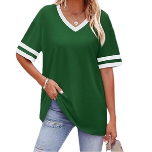 T-shirt personnalisé pour femme à col en V - 100% coton respirant et écologique - T-shirt décontracté d'été fabriqué au Bangladesh - Product Image 2