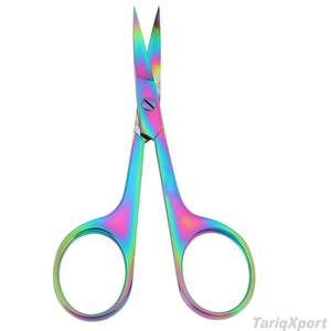 Tijeras Profesionales Pequeñas de Acero Inoxidable Multicolor para Uñas, Maquillaje y Recorte de Cejas con Cuchillas Rectas Afiladas y Logotipo - Product Image 1