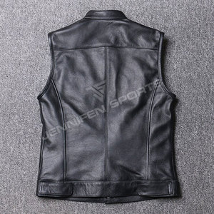 Nouveau Gilet de Moto en Cuir Véritable pour Sports de Plein Air, Veste Sans Manches Multi-Poches pour Hommes, Gilet en Cuir de Vachette - Product Image 5