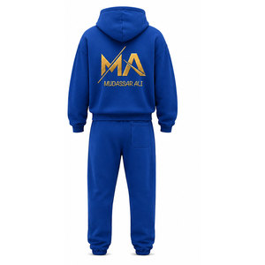 Chándal Azul Vintage Mudassar para Hombre, Talla Grande, 480 g/m², 100% Algodón, con Capucha, Largo, Casual, con Cordón Ajustable y Bolsillos - Product Image 5