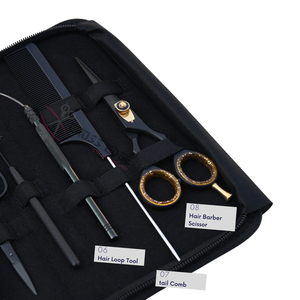 Kit d'outils pour extensions capillaires avec pince à micro-anneaux à 2 trous de 7 pouces, outil de tirage, enfile-fils à boucle et ciseaux de barbier - Product Image 4