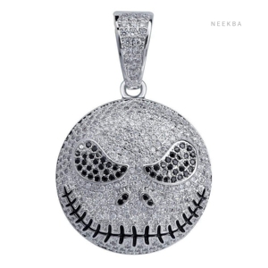 Pendentif Moissanite Jack Skellington, Pendentif Crâne Moissanite Halloween, Pendentif Crâne en Argent 925 Fait Main, Pendentif Hip Hop Iced - Product Image 5