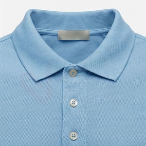 Polo en piqué bleu clair à manches courtes pour homme avec poche, décontracté, respirant, tricoté, design uni, coupe classique - Product Image 4
