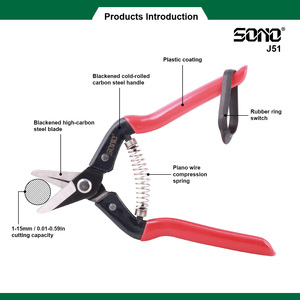 Tijeras de Podar SONO J51 de Uso Ligero - Cuchillas de Acero al Carbono Duraderas de Grado Industrial con Acabado Negro, Mangos Metálicos y Empuñaduras de PVC - Product Image 2