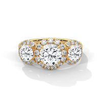 Bague à trois diamants de 3,00 carats, clarté VS1, couleur F, taille brillant rond, or 18 carats, diamant de laboratoire certifié GIA, pour femme, fiançailles