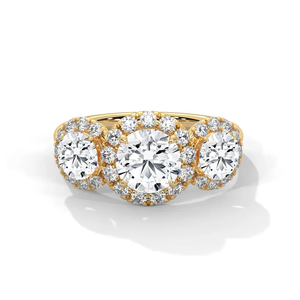 Bague à trois diamants de 3,00 carats, clarté VS1, couleur F, taille brillant rond, or 18 carats, diamant de laboratoire certifié GIA, pour femme, fiançailles - Product Image 1