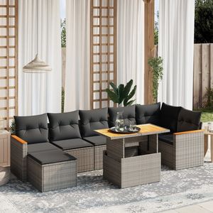 Ensemble de salon de jardin gris foncé et gris, 6 places, en rotin, design contemporain - Product Image 3