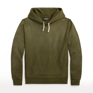 Premium Spring Custom Garment Dyed Vintage Washed Cotton Fleece <b>Brushed</b> Inner Men's Heavyweight Oversized Pullover Hoodie OEM - Product Image 1