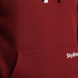 Sweat-shirt à capuche rouge pour homme Styliro, coupe classique, 100% coton, tricot uni, décontracté, avec logo sur le devant, poche, respirant, séchage rapide - Product Image 5