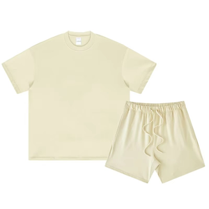 Ensemble décontracté d'été pour homme, deux pièces, t-shirt et short, séchage rapide, tissu tricoté en spandex/polyester/coton - Product Image 2