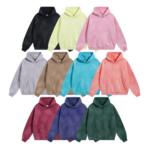 Sweat à capuche personnalisé avec logo, lavé à l'acide, 52% coton, 48% polyester, 360GSM, en molleton, pour homme - Product Image 1