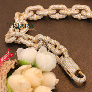 Men's 18K Gold Plated Rose Gold Plated Rhodium Plated Moissanite Link <b>Chain</b> S925 Necklace Hiphop Statement Jewelry Everyday Wear - Product Image 6