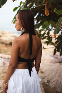 Top corto de rayón con lazo para mujer, camisa bohemia de verano, atuendo ligero para vacaciones en la playa, ropa ligera para resort - Product Image 3