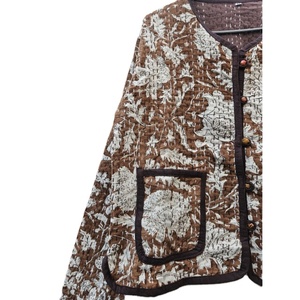 100% Cotton <b>Quilted</b> Gudri Women Vintage Style Reversible Eco-Friendly Floral <b>Pattern</b> Lightweight Comfortable Durable <b>Jacket</b> - Product Image 2