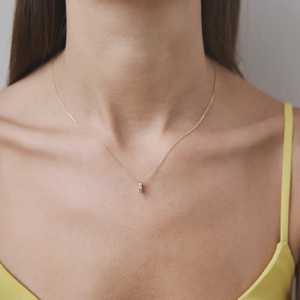 Collares con espaciadores tipo Rondel de oro macizo de 14k y 18k con diamantes redondos cultivados en laboratorio, de 15-18 pulgadas, minimalistas, con dijes de mini rueda, al por mayor - Product Image 2