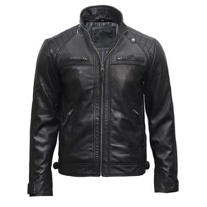Veste en cuir de vachette pour homme, col montant, tendance, personnalisable, style motard, modèle vierge - Product Image 6
