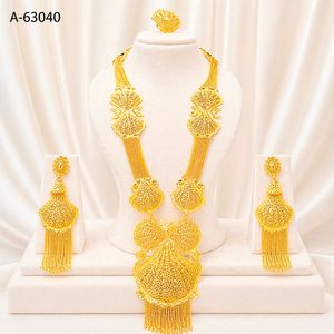 Parure de bijoux ethniques de créateur en zircon, boucles d'oreilles pendantes longues, plaqué argent, collection fiançailles, anniversaire, mariage A-63040 - Product Image 1