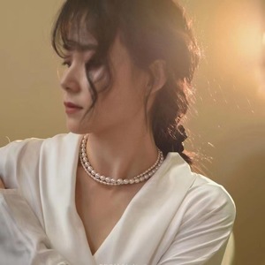 Collier à chaîne superposée Little Fresh Lulu Baby S925 avec perle de 8-9 mm, cadeaux de fête pour les tout-petits - Product Image 3