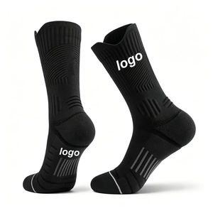 Black Crew Athletic <b>Socks</b> for Basketball & Volleyball Men Breathable Knitted Sport <b>Socks</b> with Logo Cuff Summer Wear Daily Life - Product Image 1