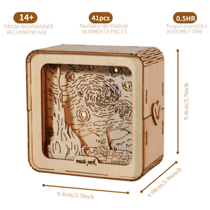 Puzzle 3D in Legno per Adulti - Decorazioni da Scrivania con Luce Notturna Cielo Stellato, Regali di Compleanno per Donne, Kit Modellismo in Legno per Bambini - Product Image 3