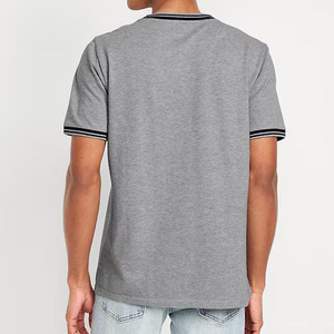 T-shirt en coton et élasthanne pour homme, respirant, coupe ajustée, simple - Product Image 4