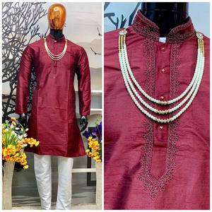 MULBERRY POLO KURTA PANTALÓN SEMI ALGODÓN BORDADO TRABAJO CUELLO PATRÓN FIESTA DESGASTE COSTADO COMPLETO - Product Image 1