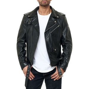 Genuine Cowhide Leather Jacket for <b>Men</b> High Quality Vintage Biker Motorcycle <b>Coat</b> Custom Color Stylish <b>Long</b> Sleeve Zipper - Product Image 1