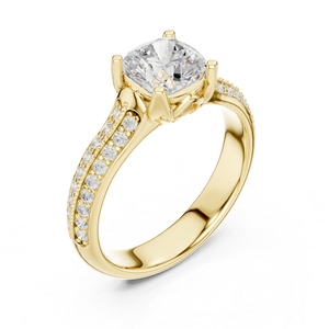 แหวนเพชรทรงกลมทองคำขาว 14K เพชรเพาะเลี้ยงสำหรับสวมใส่ทุกวันสำหรับผู้หญิง |   เพชรที่เพิ่งเพาะเลี้ยง - Product Image 5