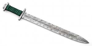 Handcrafted Damascus Steel Historical Display Craft Replica <b>Green</b> <b>Cord</b> Wrap Collector Art - Product Image 3