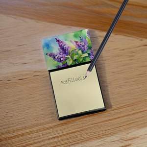 New Hampshire Purple Lilac Watercolor Sticky Note Holder Self-Sticky Note <b>Pads</b> <b>Refillable</b> Dispenser Blank Desk Card Note Holder - Product Image 2
