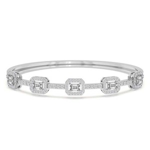 Luxury 2026 Trendy 10k/12k/14k/18k SOLID Gold Jewellery Emerald Embrace Lab Diamond Openable <b>Bangle</b> <b>Bracelet</b> For Women Wear - Product Image 1