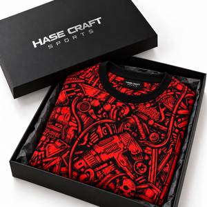 T-shirt à manches courtes surdimensionné pour homme, col rond, imprimé graphique crâne rouge et noir, style streetwear - Product Image 6
