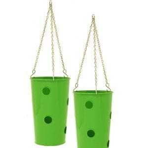 Colorful Metal Hanging Planters Set of 3 with Curved <b>Hooks</b> for Gardening Durable Painted Finish - Product Image 3
