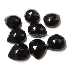 5x8mm Onyx Noir Naturel AAA, Cabochon en forme de poire à coupe rose et dos plat, Pierre précieuse en vrac pour la lithothérapie, Vente en gros, Toutes tailles disponibles - Product Image 1