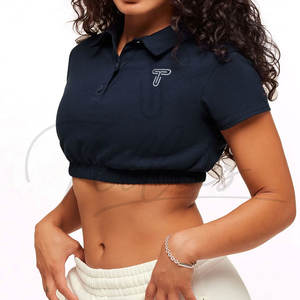 Haut court décontracté d'été pour femme en crochet respirant, matière polyester/coton, faible MOQ 10 pièces, prix raisonnable - Product Image 2