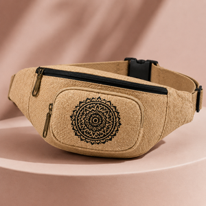 Sac banane/bandoulière HINDVANTA GLOBAL en toile de jute aspect chanvre, écologique, durable, avec fermeture éclair - Product Image 3