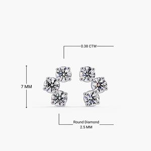 Pendientes de Oro Sólido de 14K de Primera Calidad con 6 Diamantes Cultivados en Laboratorio, 0.38CT, Engaste de Puntas, Certificado IGI, para Bodas, Aniversarios y Fiestas - Product Image 3