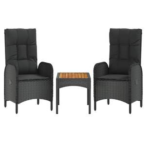 Conjunto de Muebles de Jardín Medianos con Ratán PE Negro y Madera de Acacia Sólida - Product Image 2