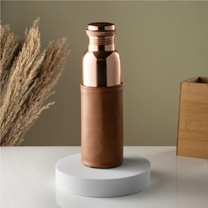 Étui de transport pour bouteille d'eau en cuir vintage fait main, tactique, pour voyage et extérieur, support de gourde en acier inoxydable avec sangle - Product Image 4