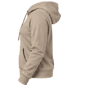 Sweat à capuche unisexe beige taupe à manches longues avec poche kangourou et cordon de serrage, devant uni blanc, style streetwear décontracté, personnalisable OEM - Product Image 6