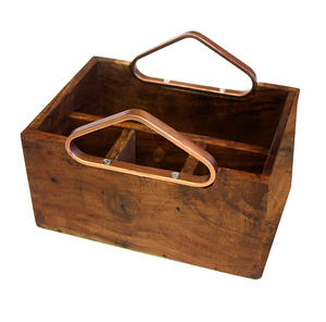 Organizador de utensilios de cocina de madera de mango con asa, 3 compartimentos, para mesa de comedor, soporte para cubiertos, organizador de almacenamiento de cubiertos. - Product Image 1