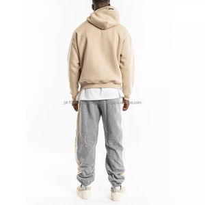 Sweat à capuche pour homme 100% coton 500 g/m² de haute qualité, uni, ample, court, lourd, surdimensionné, brodé - Product Image 2