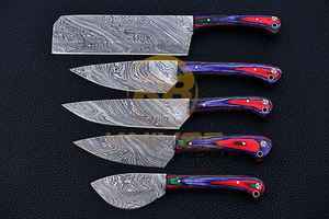 Ensemble de couteaux de cuisine en acier Damas de qualité supérieure, couteau de chef professionnel, lame ultra-affûtée VG10, manche en résine coloré, vente en gros OEM - Product Image 2