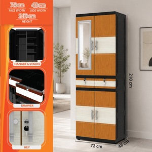 Naiba Drawer Fit Plastic Wardrobe Cabinet Light Brown Drawer, Shelves, Hanger & <b>Mirror</b> for Clothing Storage Bedroom Furniture - Product Image 5
