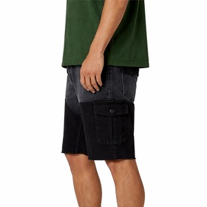 Shorts en jean noir pour homme, taille mi-haute, coupe droite, décontracté, été, respirant, en tissu tricoté, style déchiré, imperméable et coupe-vent - Product Image 5